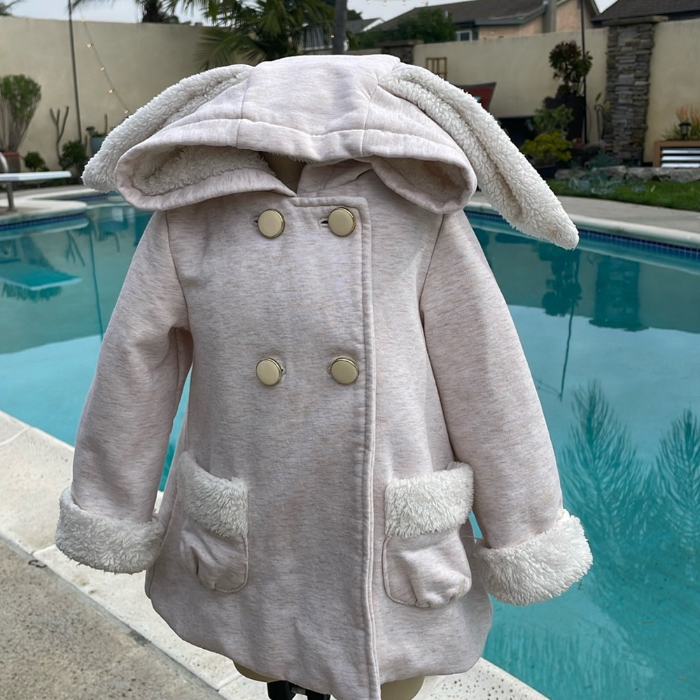 Piper and Posie Pea Coat with bunny hood | Size 12 mo
